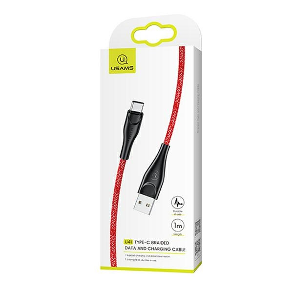USAMS Kabel geflochtenes U41 USB-C/USB Schnellladekabel 1m rot/rot SJ392USB02 (US-SJ392)