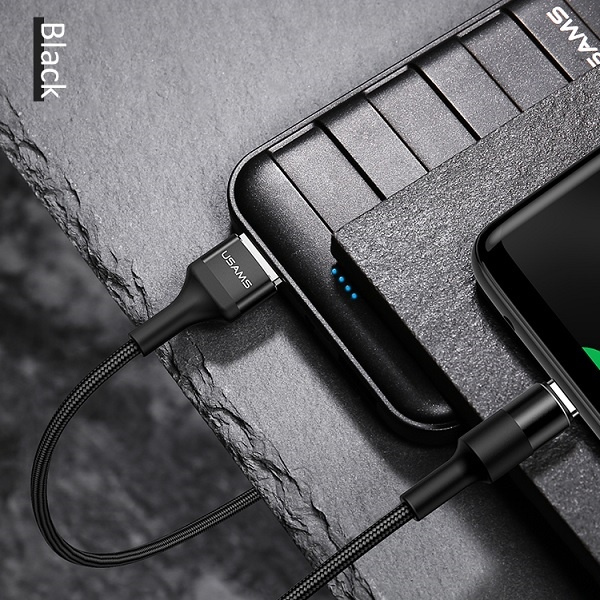  Braided USAMS USB-C 2A 1.2m Negro