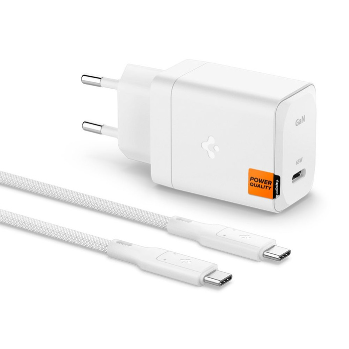 Ladergerät Spigen ARCSTATION PRO GAN-651 1-PORT NETZWERK LADEGERÄT 65W + TYP-C KABEL WEISS