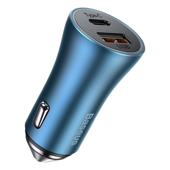 Baseus Golden Contactor Pro Fast USB Car Charger Type C / USB 40 W Power Delivery 3.0 Quick Charge 4+ SCP FCP AFC azul (CCJD-03)