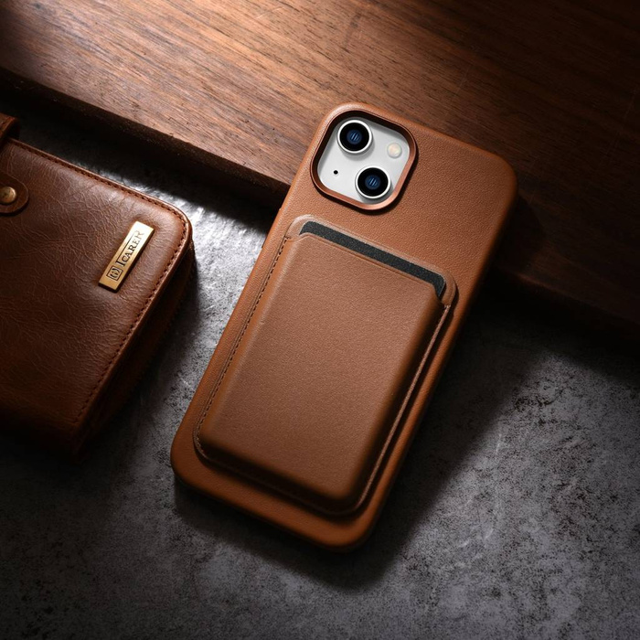 iCarer Case Leather genuine leather case for iPhone 14 Plus braun () (MagSafe compatible)