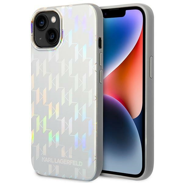 Case KARL LAGERFELD Apple iPhone 14 Plus Monogram Iridescent Silver Hardcase