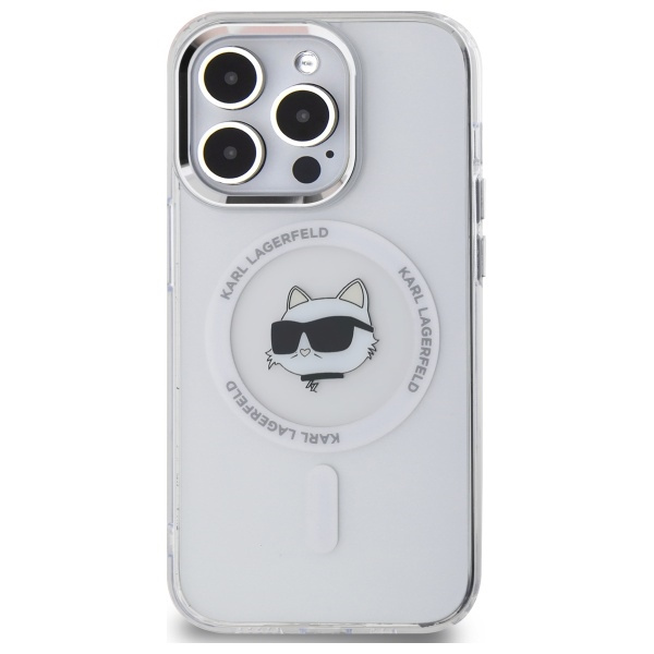 Karl Lagerfeld KLHMP13LHLSCHH iPhone 13   Pro 6.1" biały/white hardcase IML Metal Choupette Head MagSafe