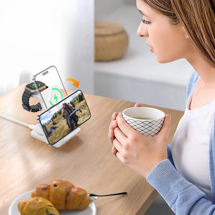 Choetech T608 15W 4in1 induction charging station - white