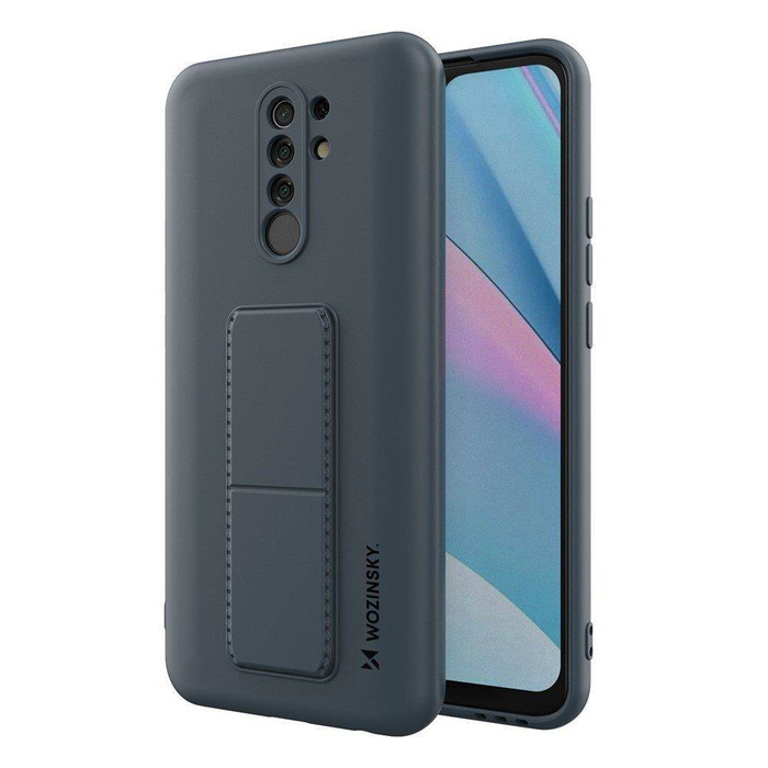 Wozinsky Kickstand Case flexible silicone cover with a stand Xiaomi Redmi 9 blue