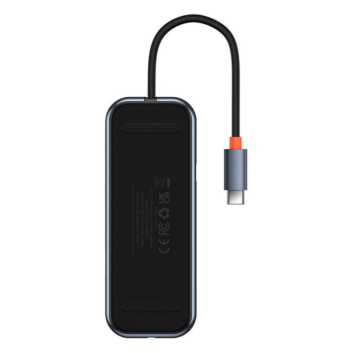 Baseus AcmeJoy 5 az 1-ben Hub, USB-C - 2xUSB 3.0, USB 2.0, USB-C PD, HDMI (sötétszürke)
