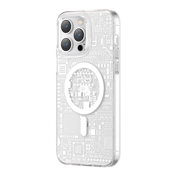 Custodia magnetica Kingxbar PQY Geek Series per iPhone 14 Pro Max MagSafe argento