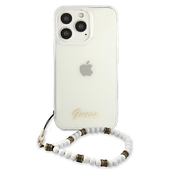 Pouzdro GUESS Apple iPhone 13 13 Pro White Pearl Clear Hardcase