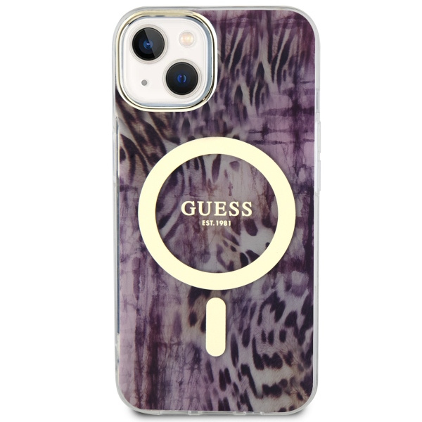 Coque Guess GUHMP14SHLEOPWP iPhone 14 6.1" pink/pink hardcase Leopard MagSafe Case