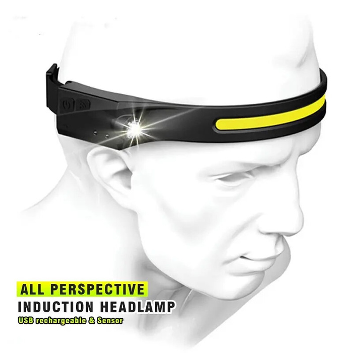 LED headlamp with IPX4 motion sensor USB-C 1200 mAh - black