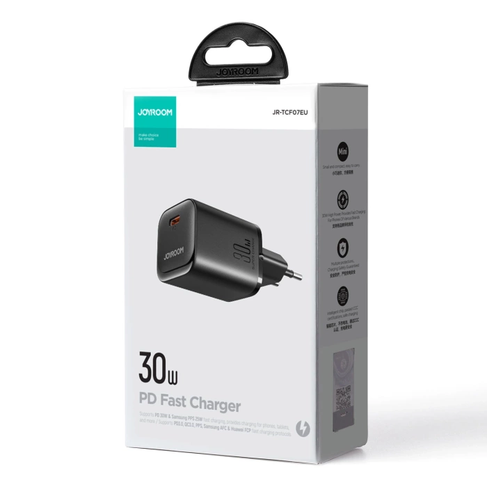 Joyroom JR-TCF07EU Speed ​​Series 30W USB-C PD/QC/AFC/FCP wall charger - black