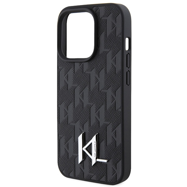Etui Karl Lagerfeld KLHCP15XPKLPKLK iPhone 15 Pro Max 6.7" czarny/black hardcase Leather Monogram Hot Stamp Metal Logo Case