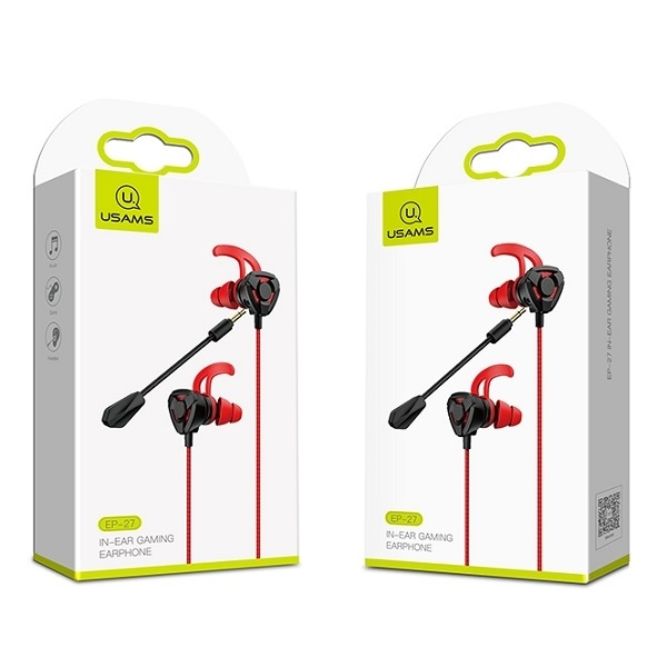 Casque Jack USAMS stéréo 3,5mm Gaming Rouge
