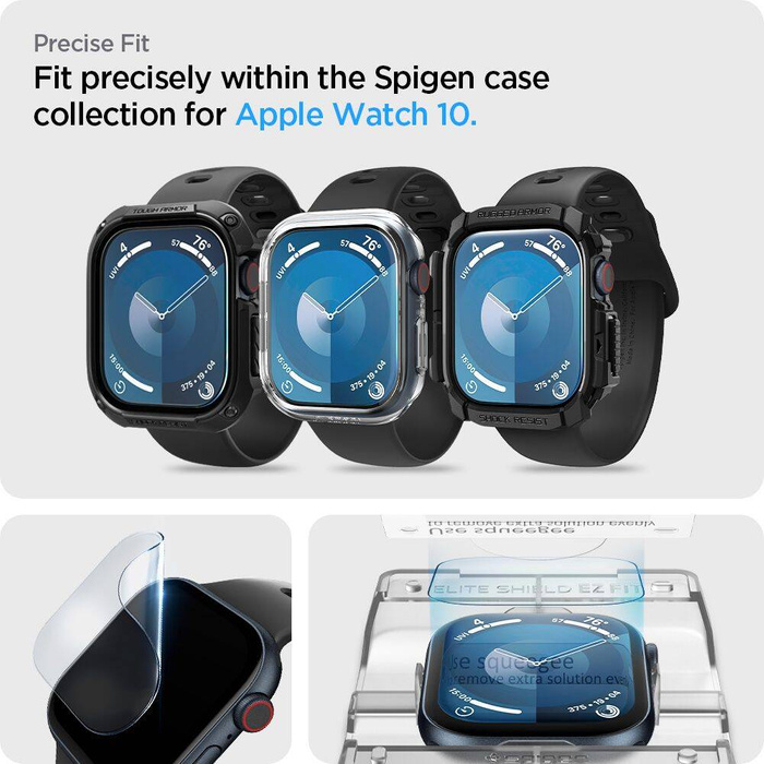Glass HYBRID Spigen ELITE SHIELD "EZ FIT" 2-PACK Apple Watch 10 (42 MM) CLEAR