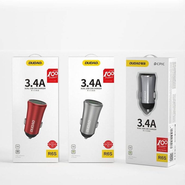 Dudao 3,4A smart nabíječka 2x USB stříbrná (R6S stříbrná)