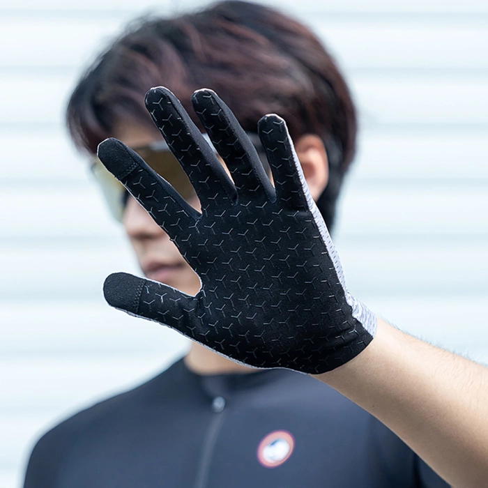 Rockbros Atmungsaktive Vollfinger-Fahrradhandschuhe, Größe: S - Grau