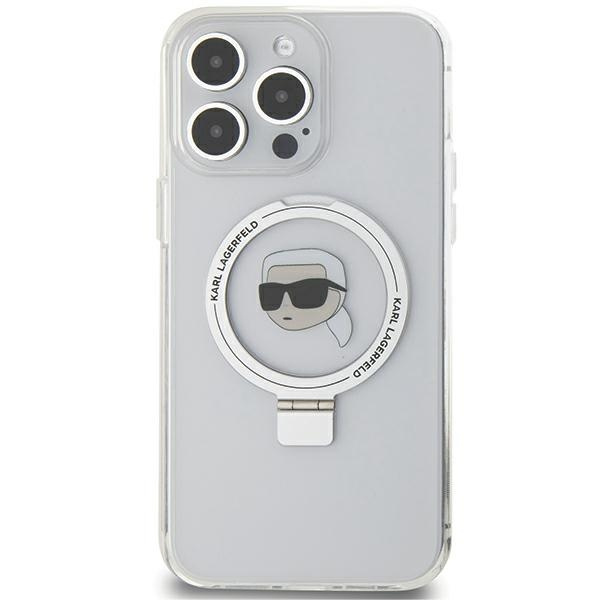 Coque Karl Lagerfeld KLHMP15LHMRSKHH iPhone 15 Pro 6.1" blanc/blanc durcase Ring Stand Karl Head MagSafe Case