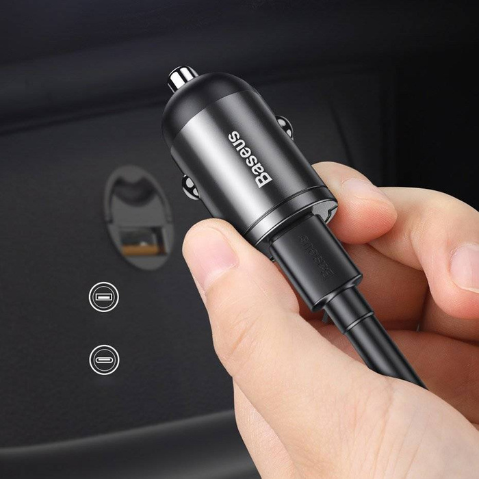 Baseus Tiny Star Mini Quick Charge Car Charger USB Port 30W Gray (VCHX-A0G)