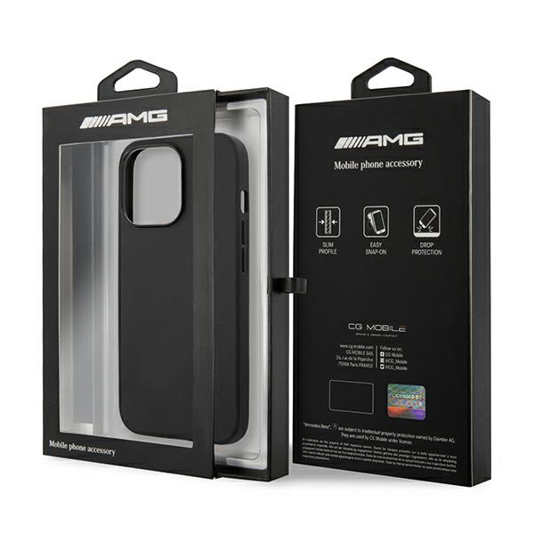 Hülle AMG AMHCP14XDOLBK iPhone 14 Pro Max 6,7" schwarz/schwarz hartcase Leder Hot Stamped