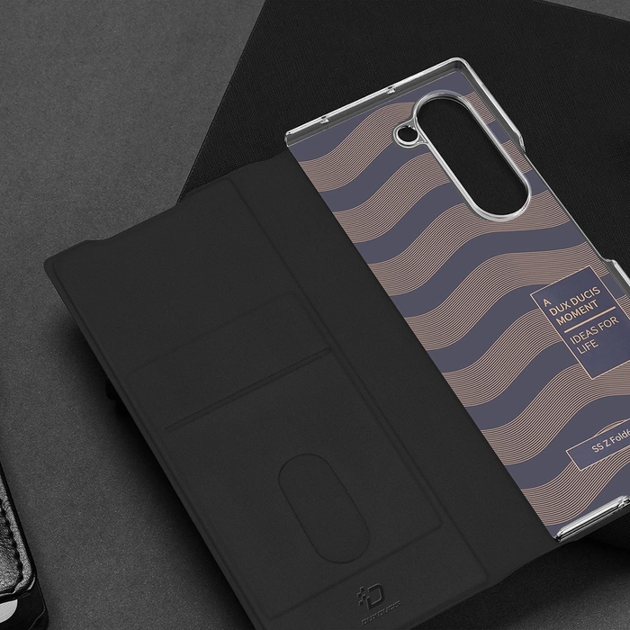 Dux Ducis Brill Ledertasche für Samsung Galaxy Z Fold 6 mit Klappe und Kartenfach – Schwarz