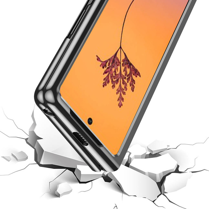 Pokovování Case obal Kryt Samsung Galaxy Z Fold 4 s kovově modrým rámečkem