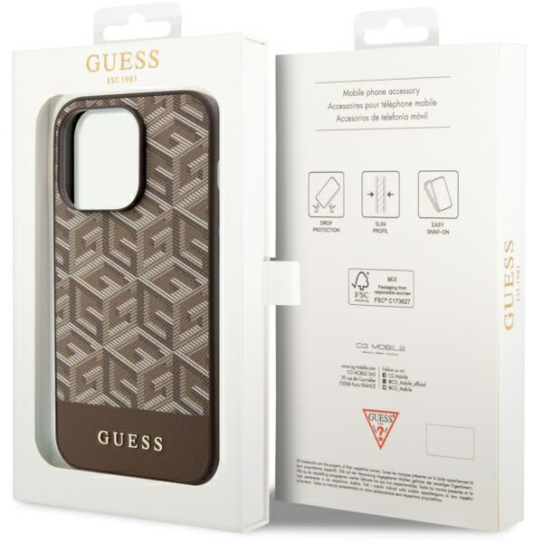 Cover Guess GUHMP14LHGCFSEW iPhone 14 Pro 6.1" marrone/marrone rigido case GCube Stripes MagSafe Case