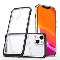 Obal Průhledný kryt 3v1 Obal iPhone 14 Silikonový s rámečkem černý Case