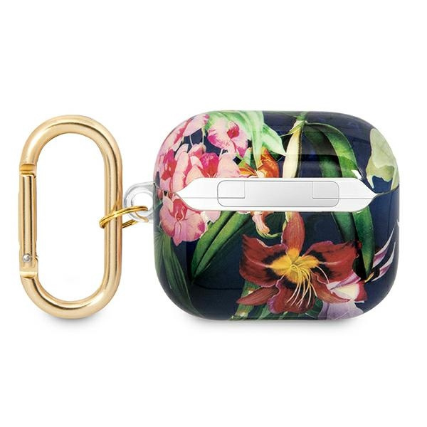 Hülle GUESS Apple AirPods 3 Abdeckung Blume Riemen Sammlung blau Case