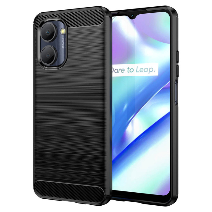 Karbon Case obal Realme C33 flexibilní silikonový carbonový kryt černý
