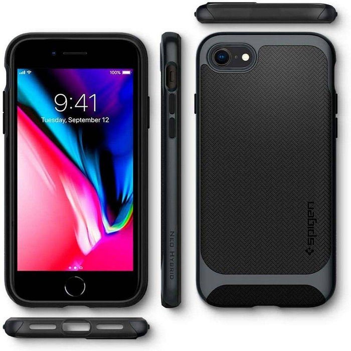 Pouzdro SPIGEN iPhone 7 / 8 / SE 2020 Neo Hybrid Metal Slate Grey Case