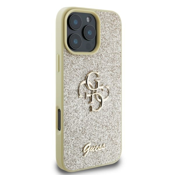 Etui Guess iPhone 16 Pro Max 6,9" złoty/gold HC Fixed Glitter Big 4G