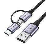 Kábel USB 2in1 UGREEN Type-C / Micro USB, QC 3.0, 1m (fekete-szürke)
