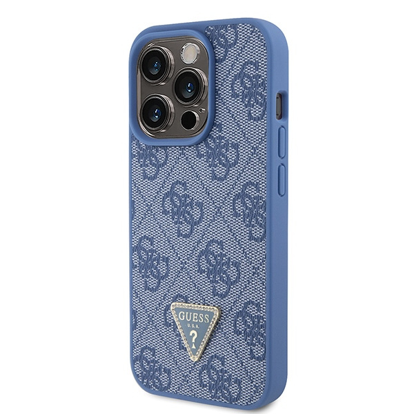 Funda Guess GUHCP15LP4TDPB iPhone 15 Pro 6.1" azul/azul durocase Piel 4G Triángulo Strass Case