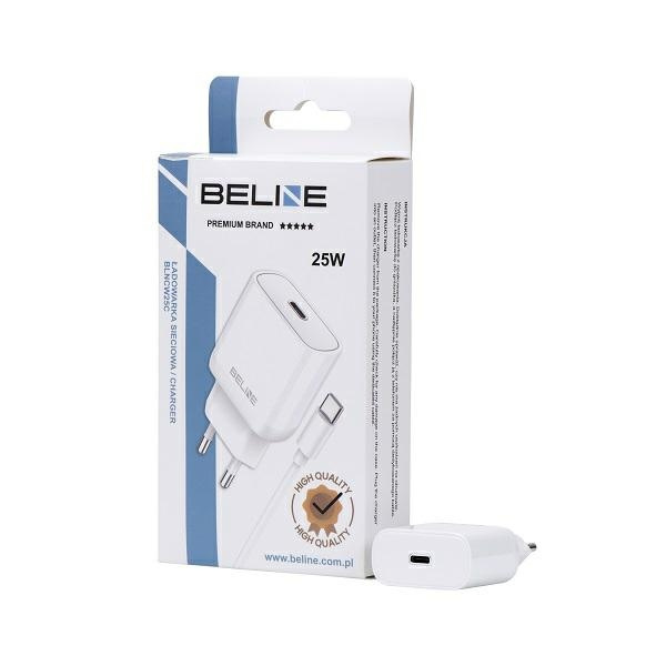 Beline Ład. siec. 1x USB-C 25W + kabelUSB-C biała /white PD 3.0  BLNCW25C GaN