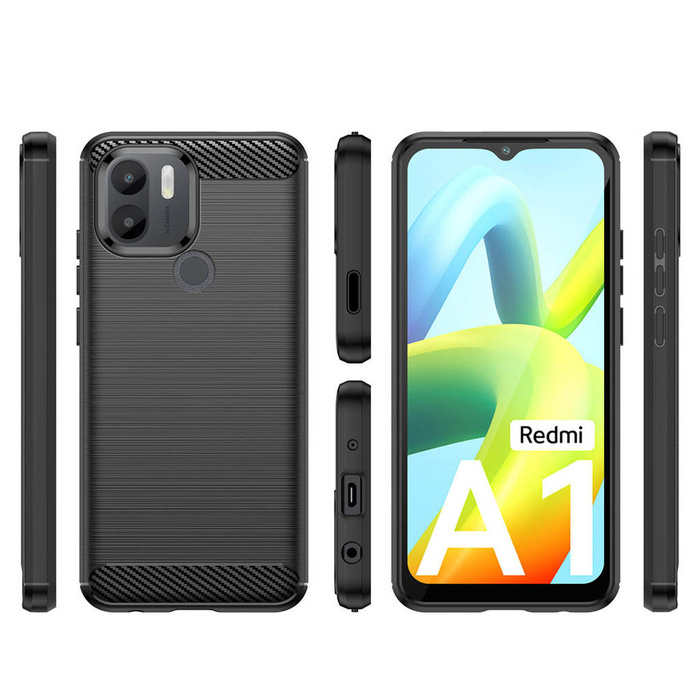 Coque Carbon Case pour Xiaomi Redmi A1+ coque souple en silicone carbone noir