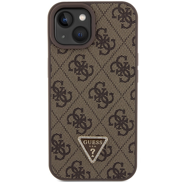 Guess GUHCP15SP4TDPW iPhone 15 6.1" brown/brown hardcase Leather 4G Triangle Strass