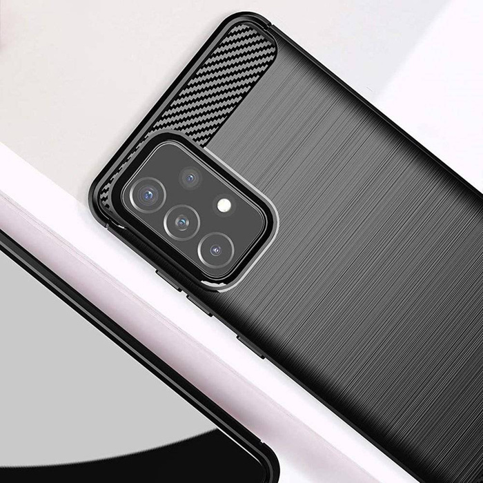 Custodia in TPU con cover flessibile in carbonio per Samsung Galaxy A72 4G nera
