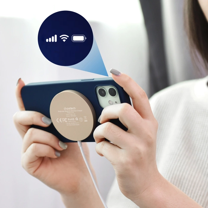 Chargeur sans fil magnétique Choetech 15W MagSafe pour iPhone 12/13/14 or (T518-F-GO)