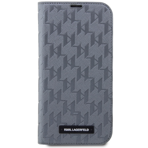 Hülle Karl Lagerfeld KLBKP14LSAKLHPG iPhone 14 Pro 6.1" Buchcase silber/silber Saffiano Monogram Case