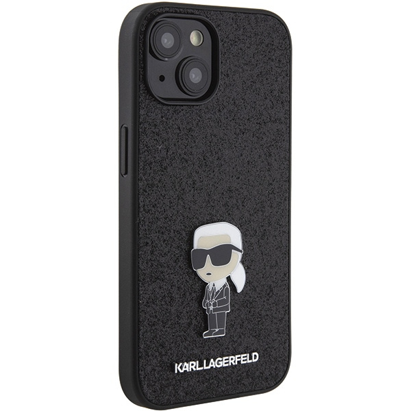 Karl Lagerfeld KLHCP15SGKNPSK iPhone 15 6.1" noir/noircase Fixed Glitter Ikonik Logo Metal Pin