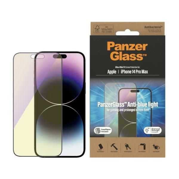 Glass PanzerGlass Ultra-Wide Fit iPhone 14 Pro Max 6.7" Screen Protection Antibacterial Easy Aligner Included Anti-blue light 2794