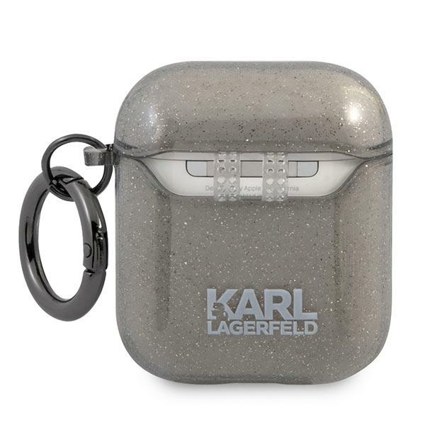 Coque KARL LAGERFELD Apple Housse AirPods Paillettes Tête de Karl Etui noir