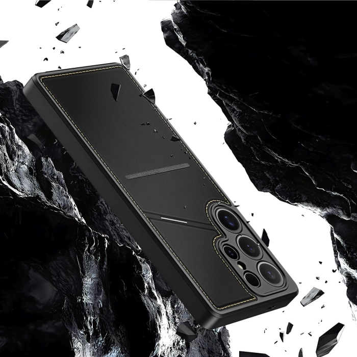 Dux Ducis Rafi II Hülle für Samsung Galaxy S25 Ultra mit Ständer und Geldbörse – Schwarz