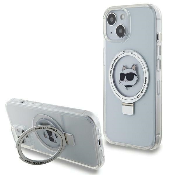 Cover Karl Lagerfeld KLHMP15MHMRSCHH iPhone 15 Plus 6,7" bianco/bianco durocase Anello Stand Choupette Head MagSafe Case