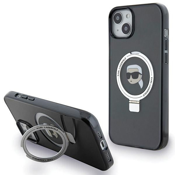 Coque Karl Lagerfeld KLHMP15SHMRSKHK iPhone 15 6.1" noir/noir durcase Ring Stand Karl Head MagSafe Case