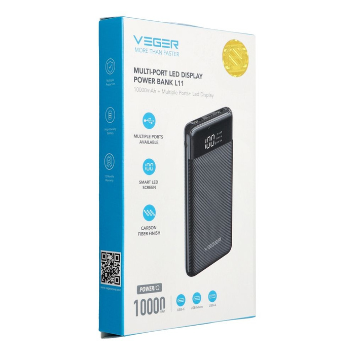 Powerbank Veger L11 (W1087) 10000 mAh czarny