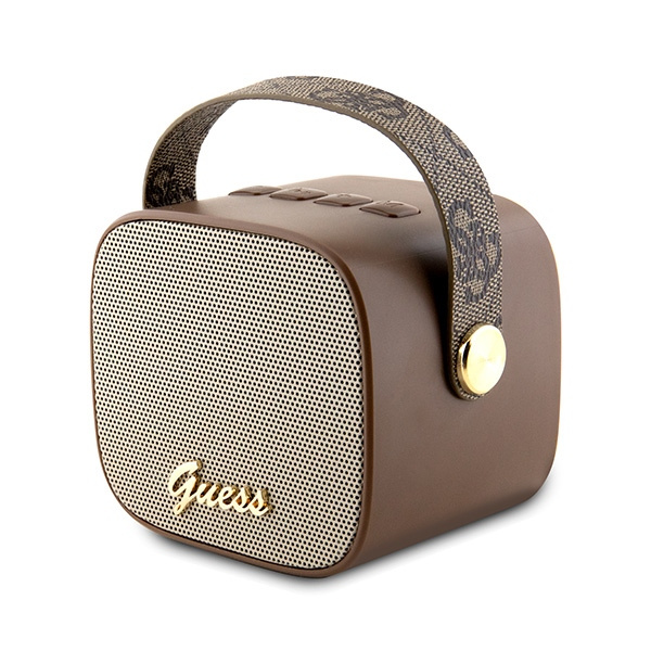 Guess enceinte Bluetooth GUWSB2P4SMW Enceinte mini marron/brun 4G Cuir Script Logo avec bracelet