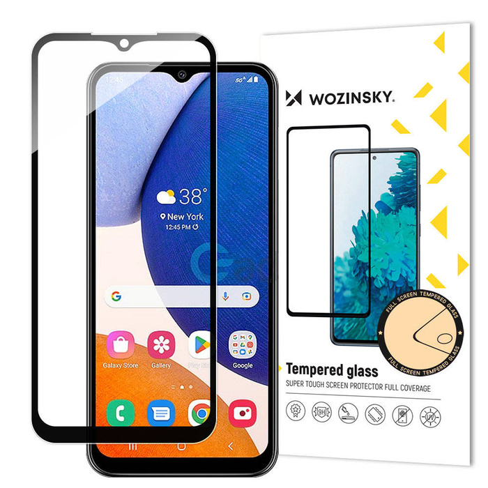 Wozinsky Full Glue Trempé Verre Trempé Pour Samsung Galaxy A14 5G 9H Plein Écran Couverture Avec Cadre Noir