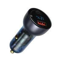 Baseus car charger USB / USB Type C 65 W 5 A SCP Quick Charge 4.0+ Power Delivery 3.0 LCD display gray (CCKX-C0G)