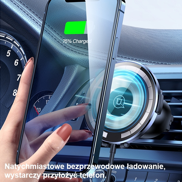USAMS Držák indukční US-CD164 15W 2v1 Magneetický pro větrací mřížku transparentní CD164DZ02